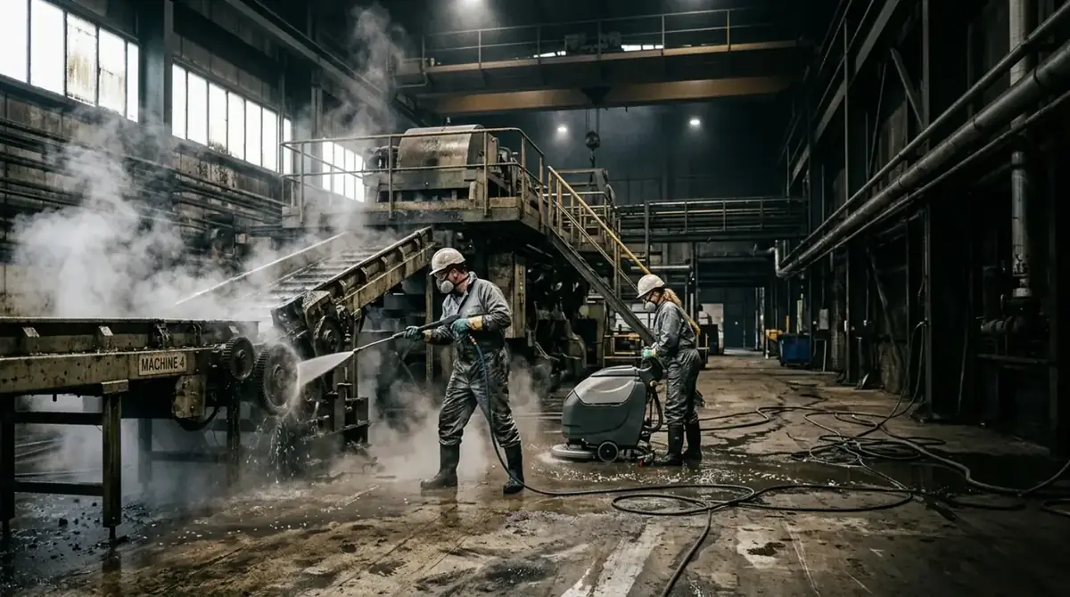 Industriële reiniging van een productie-installatie door Keyo